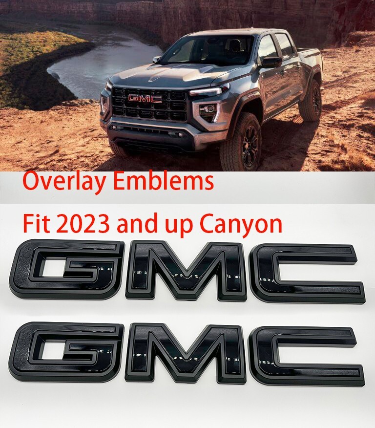 Front & Rear GMC Gloss Black Matte Black OVERLAY Emblem Fit 2023+ GMC Canyon