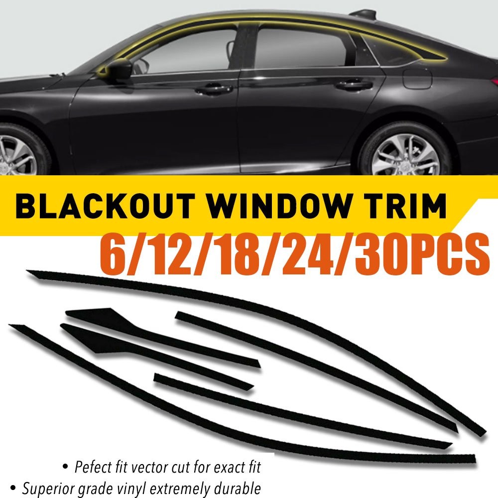 Fit 2016-2021 Honda Civic Sedan Black Chrome Delete Blackout Window Trim6-30X