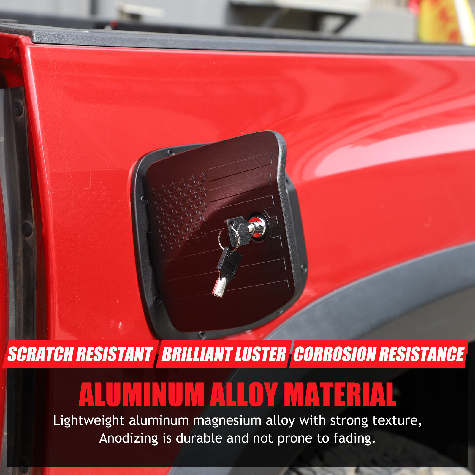Aluminum Door Fuel Filler Gas Tank Cover Cap W/Lock For Toyota Tacoma 2016-2022