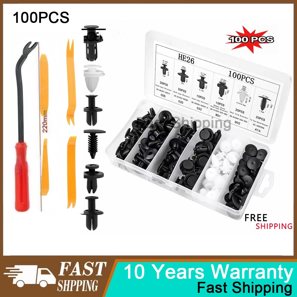 105PCS Push Type Clip Inner Fender Liner Splash Shield Retainer Hole Kit