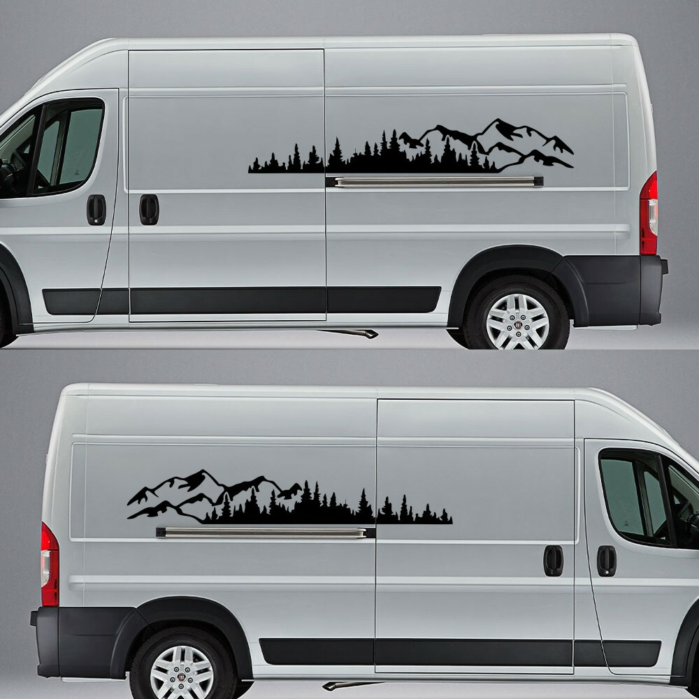 Graphic Sticker Tree Mountain Forest Decal For Car Side Body Door Decor 190X32cm