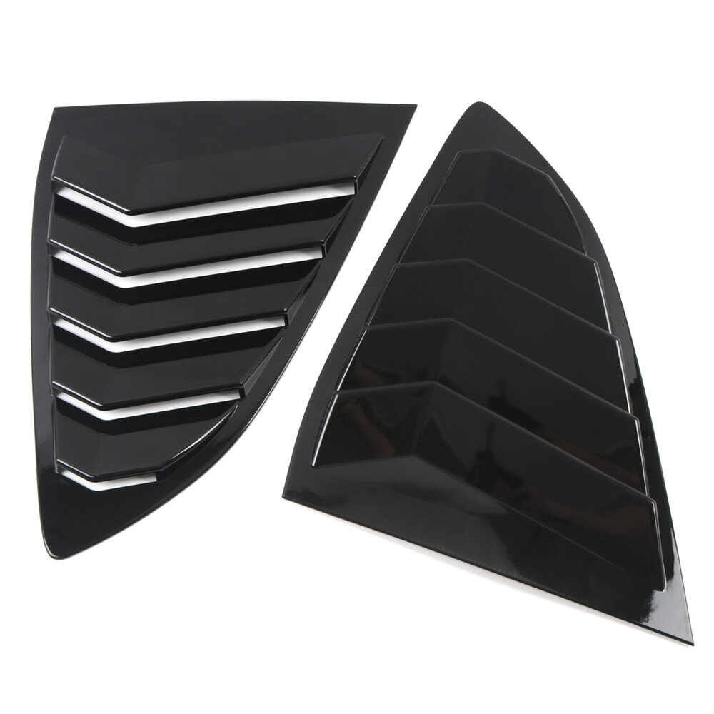 Pair ABS Gloss Black Rear Window Louver Shutter Cover Trim For CRV 2017-2022