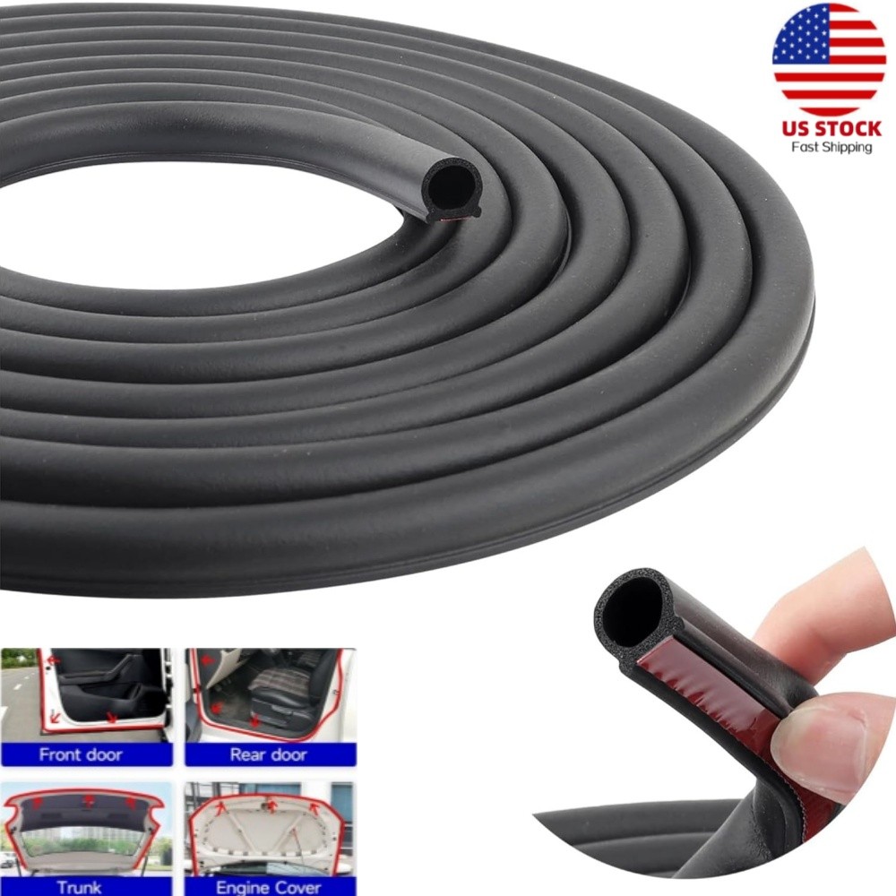 16.4Ft Rubber Seal Strip D-Shaped Car Door Weather Stripping for Door and Window