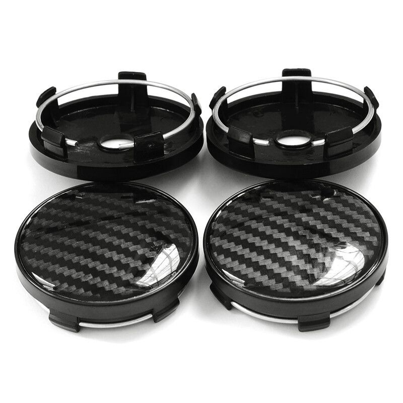4pcs 60mm Racing Wheel Center Cap Rims Hub Protector Cover Hubcaps Carbon Fiber