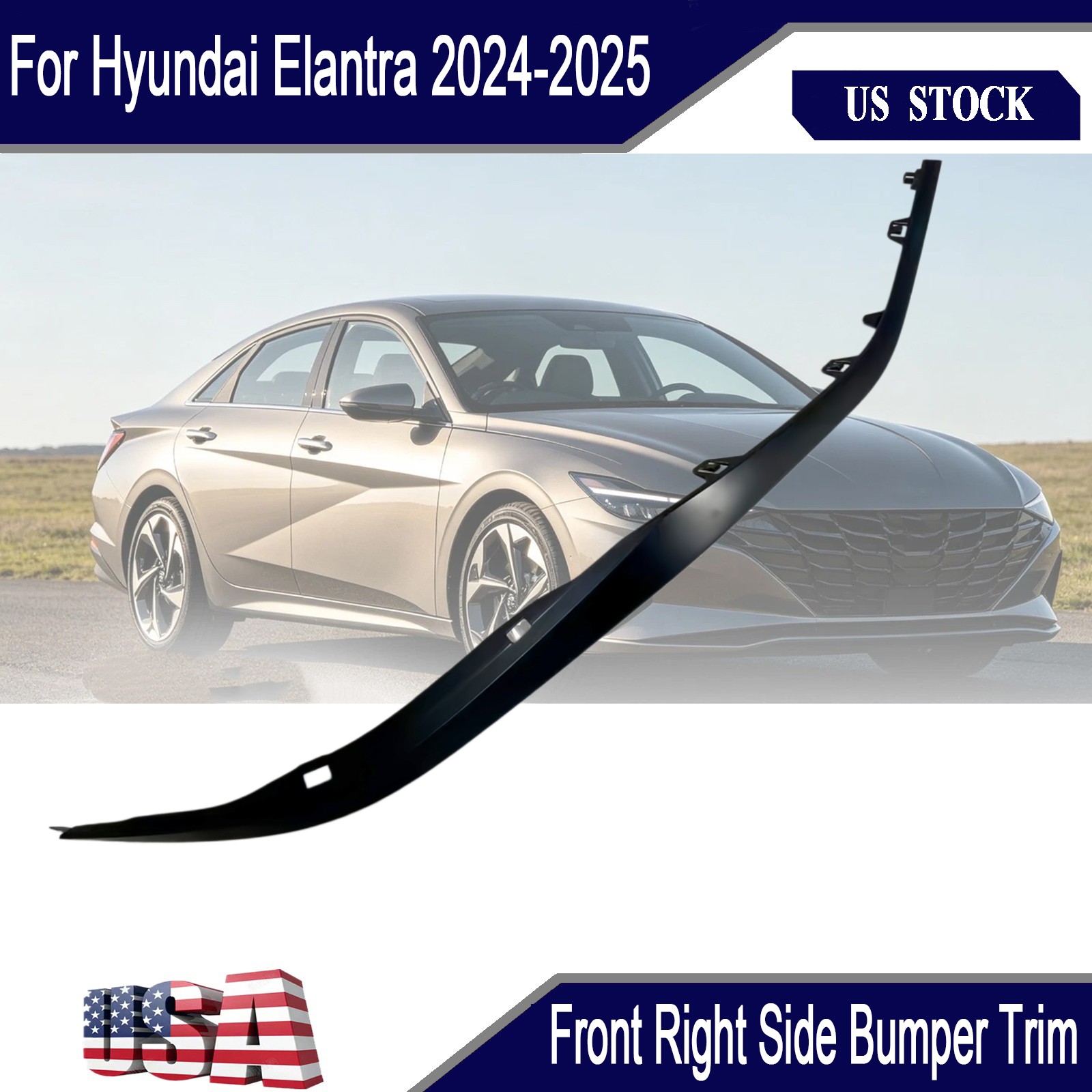 For 24-25 Elantra New Front Passenger Right Side Bumper Trim Molding 86596AABA0