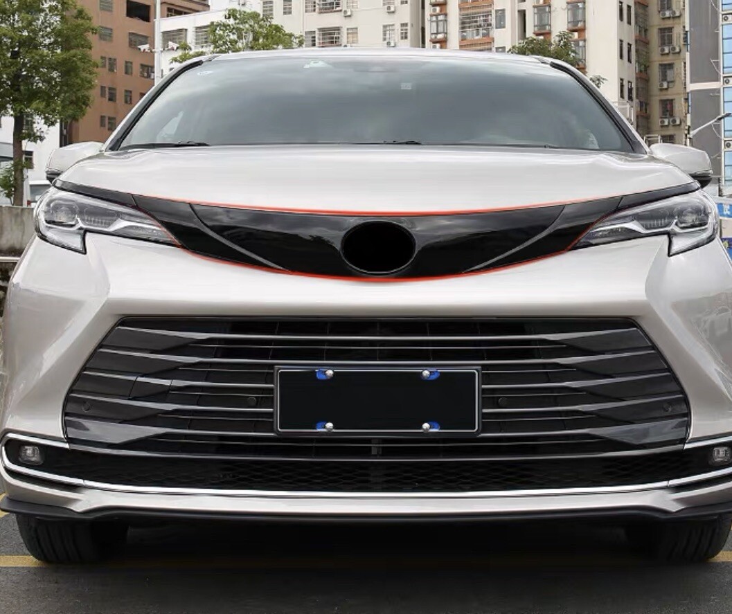 For Sienna 2021-23 AB High Gloss Black Front Grille Car Logo Frame Cover Trim