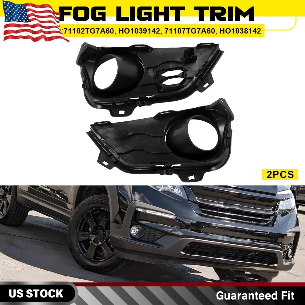 2X Fog Light Covers For 2019-2022 Honda Pilot Fog Light Bezels Left and Right