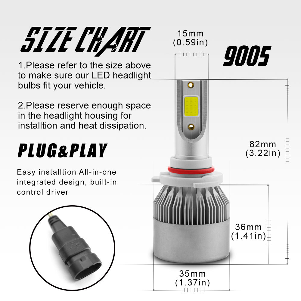 Ice Blue 9005+9006 LED Headlight Bulb 8000K Combo C6 For Corvette C5 1997-2004