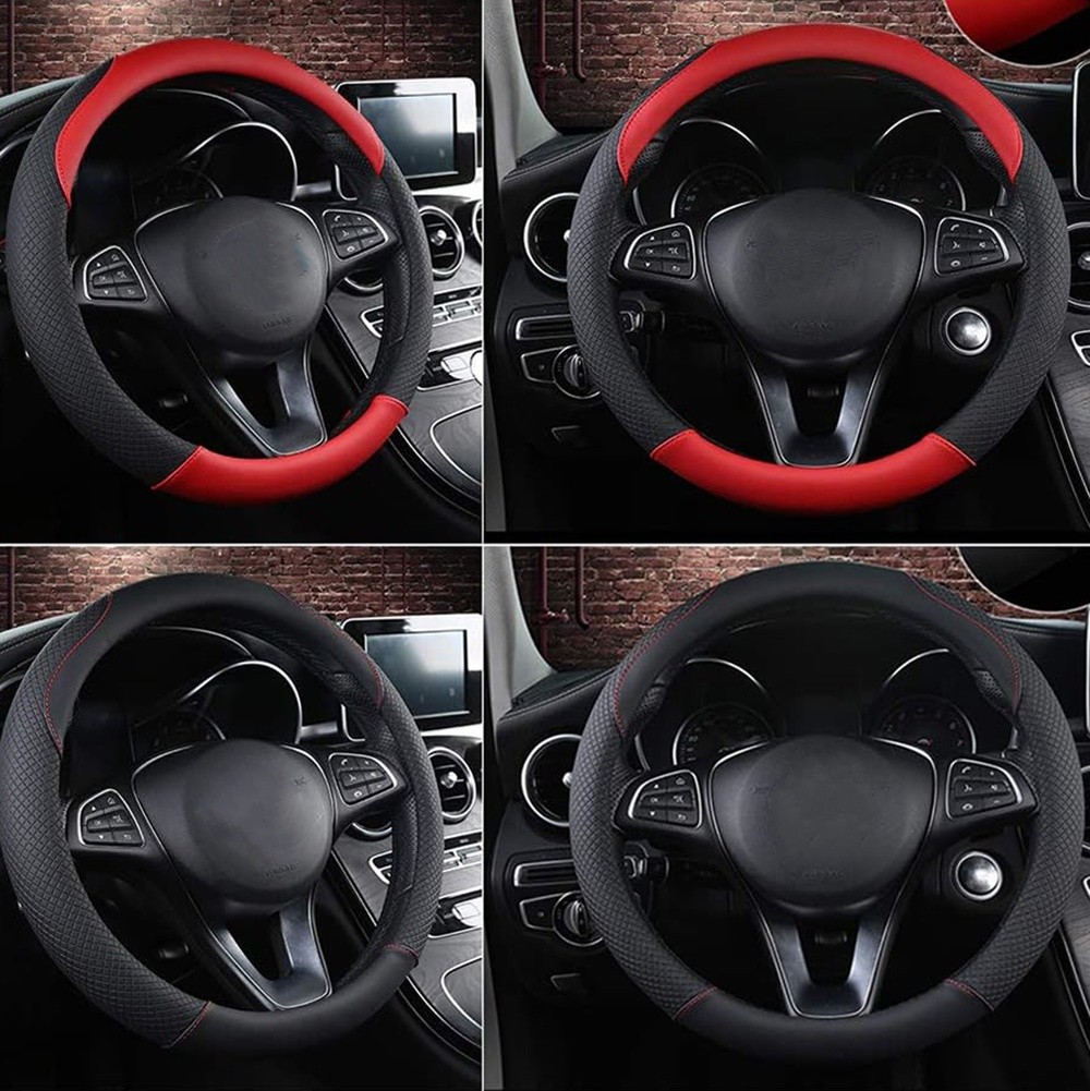 PU Leather Car Steering Wheel Cover Protector Universal For Most Auto SUV 15″