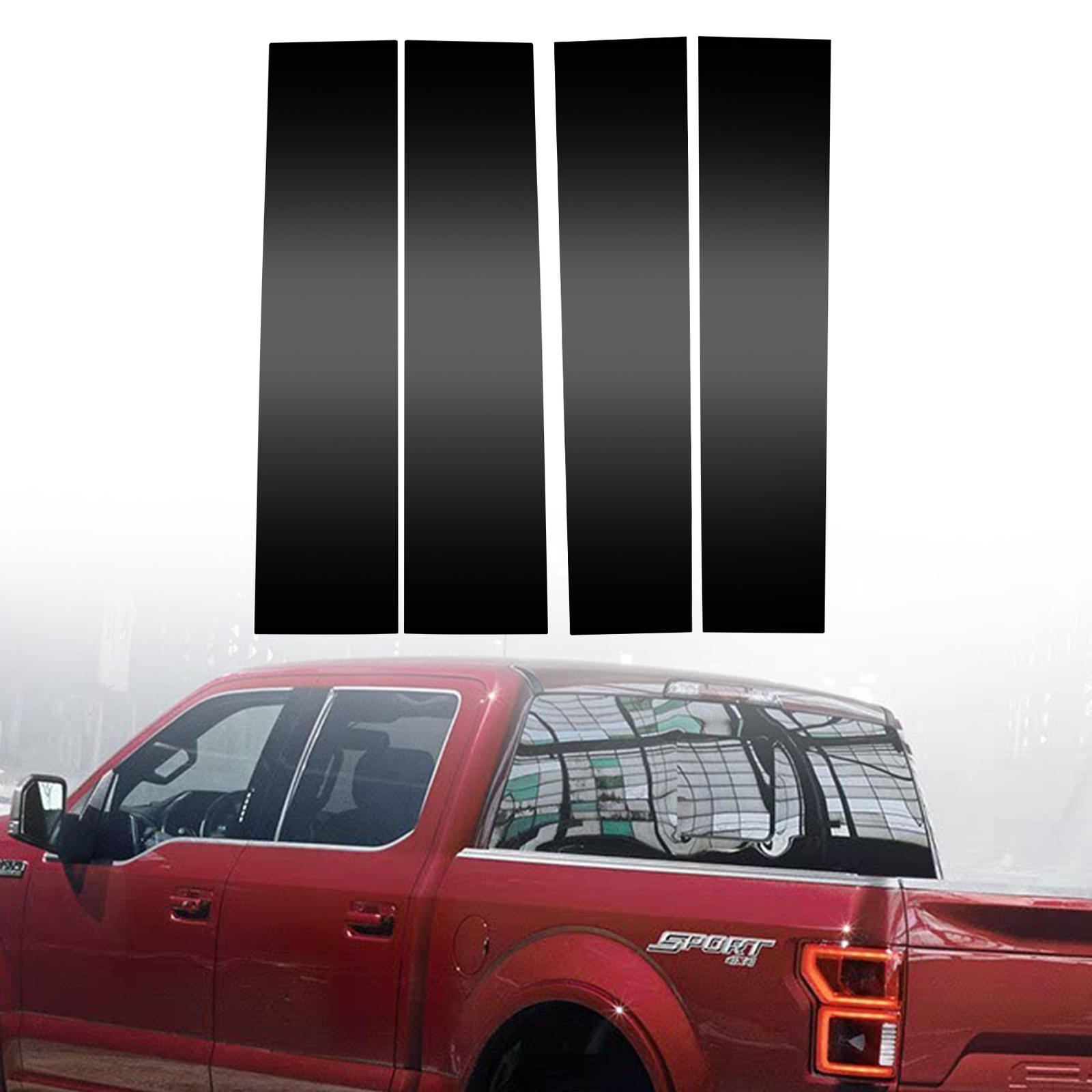 4pcs Door Trim B Pillar Posts Gloss Black Cover Trim Kit For Ford F150 2015-2021