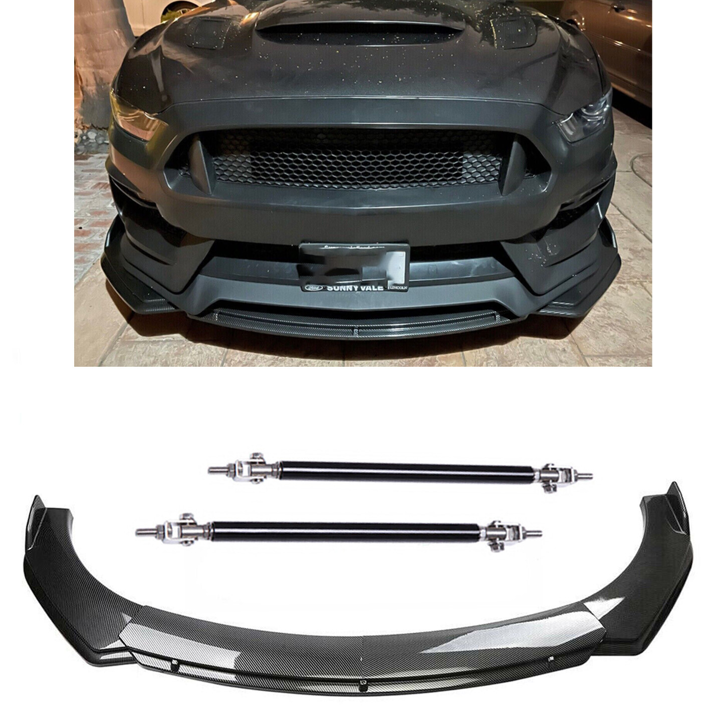 4Pcs Front Bumper Lip Splitter Spoiler Carbon Fiber For Dodge Ram 1500