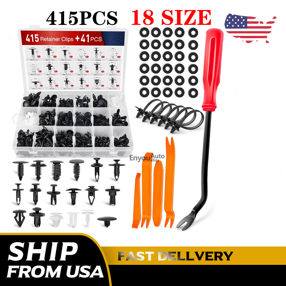 415Pcs Bumper Clips Retainer Auto Car Rivets Fastener Fender Push Pin Trim
