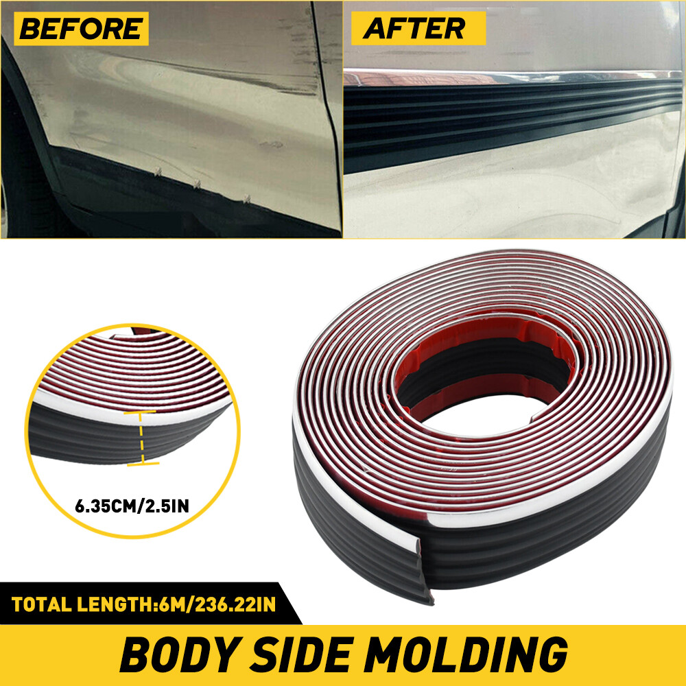 FOR 88-99 CHEVROLET CHEVY GMC C/K PICKUP TRUCK CHROME BLACK BODY SIDE MOLDING 6M
