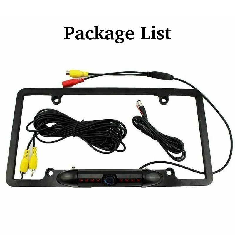 US License Plate Metal Frame Rear View Backup Camera CMOS HD Night LED Silver