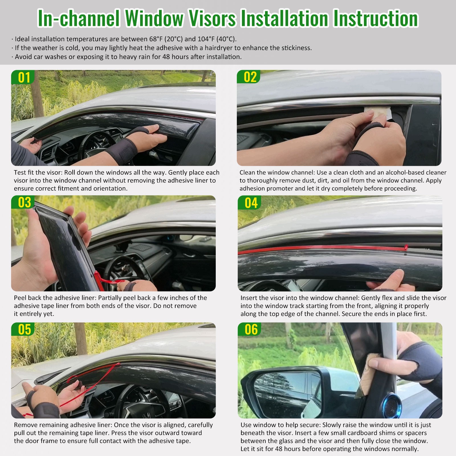 Fits 2007-2021 Toyota Tundra Double Cab In Channel Window Visors Vent Shade