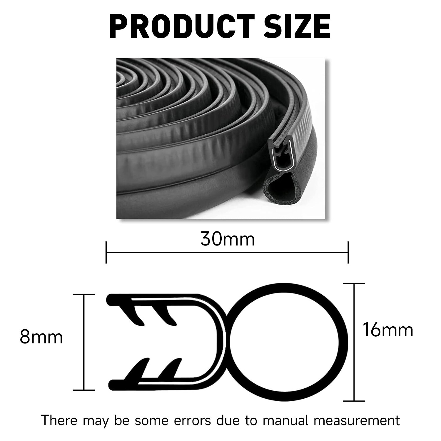 13 Feet EPDM Rubber Trim Seal with Top Bulb Fits for car and Home Applications