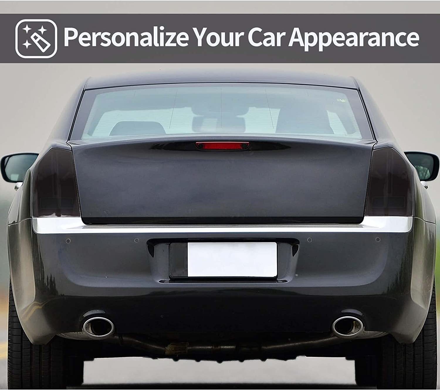 Smoked Black Tail Light /Brake High Light Cover Trims for Chrysler 300 2011-2014