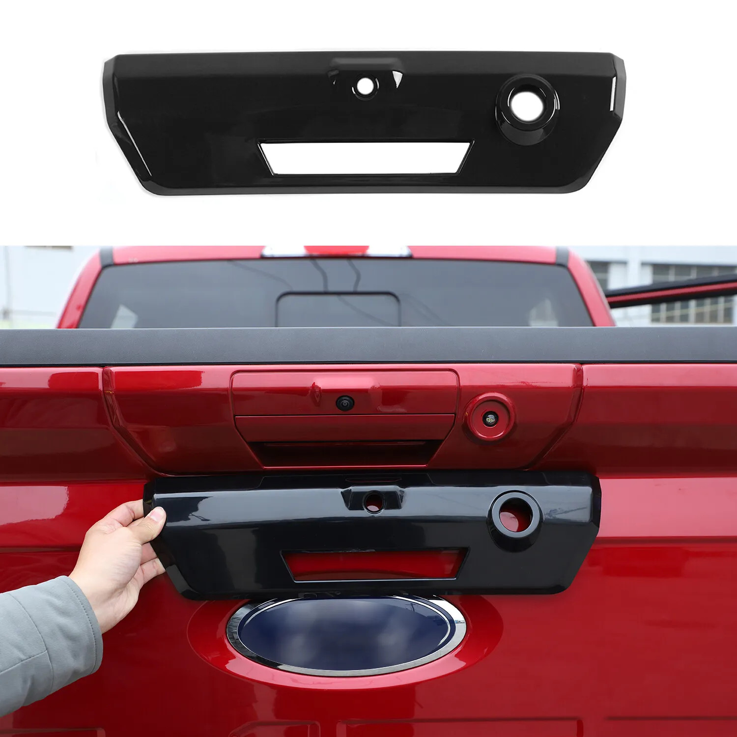 Black Rear Tailgate Door Handle Decor Cover Trim For Ford F150 2021+ Accessories