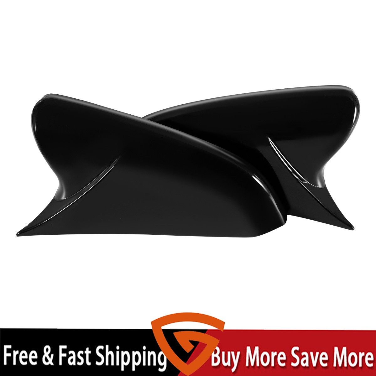 Glossy Black Mirror Cap Cover Adhesive Install Plastic Material Car Styling Kit