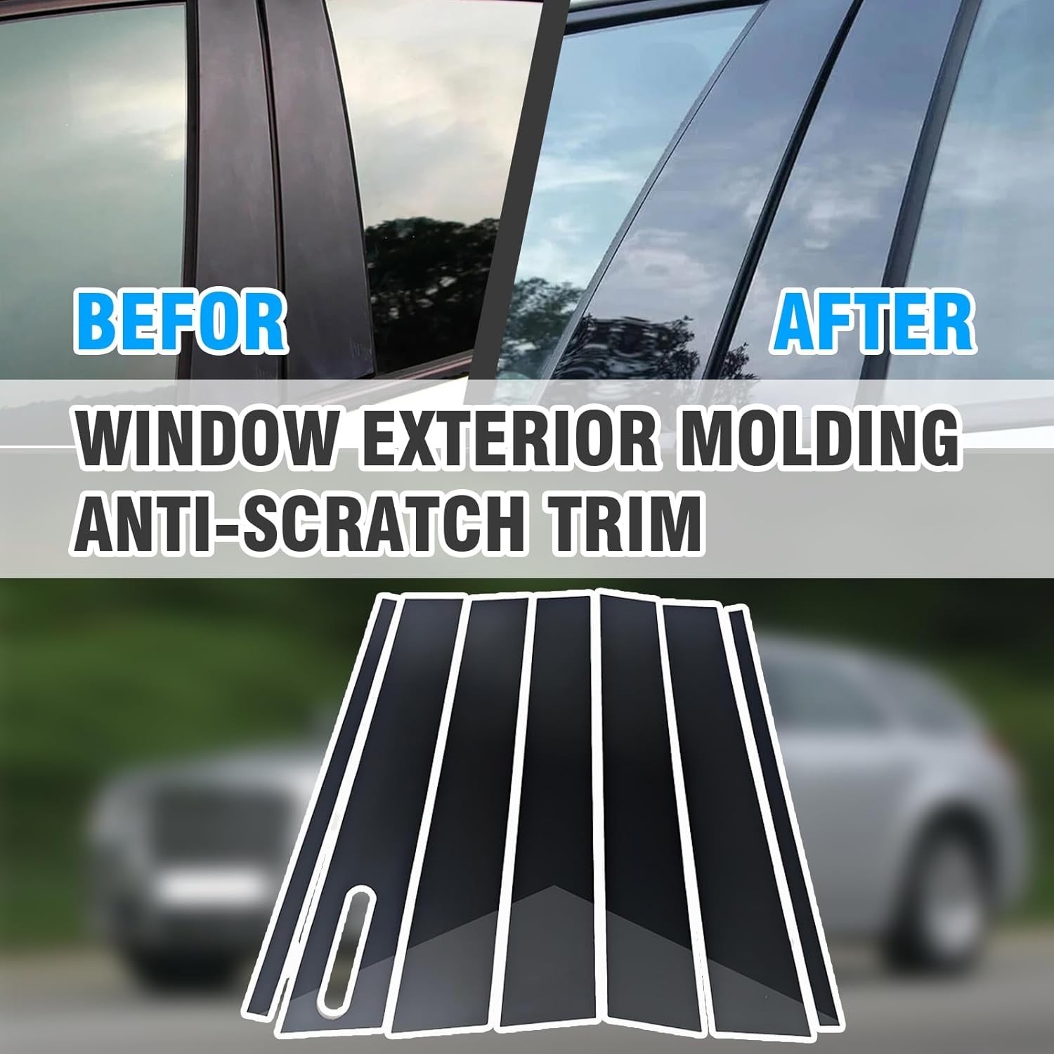 7PCS Glossy Black Door Window B Pillar Trim Kit for F-ord Explorer 2002-2010