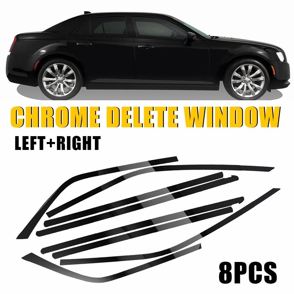 Chrome Delete Blackout Overlay For 2011-23 Chrysler 300 Window Trim Left&Right V