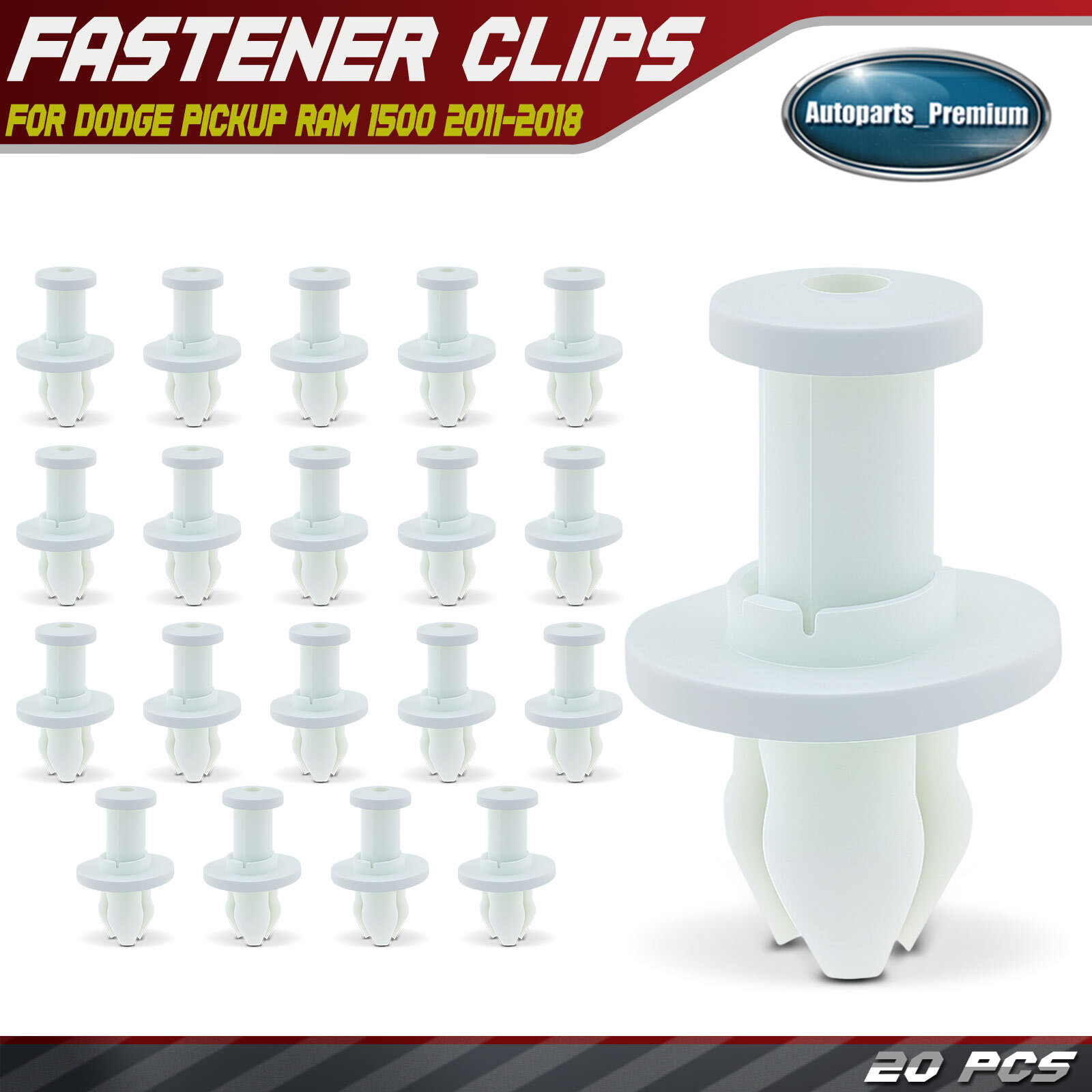 20Pcs 10mm Hole Lower Bumper Deflector Clips Push-Type for Dodge Pickup Ram 1500