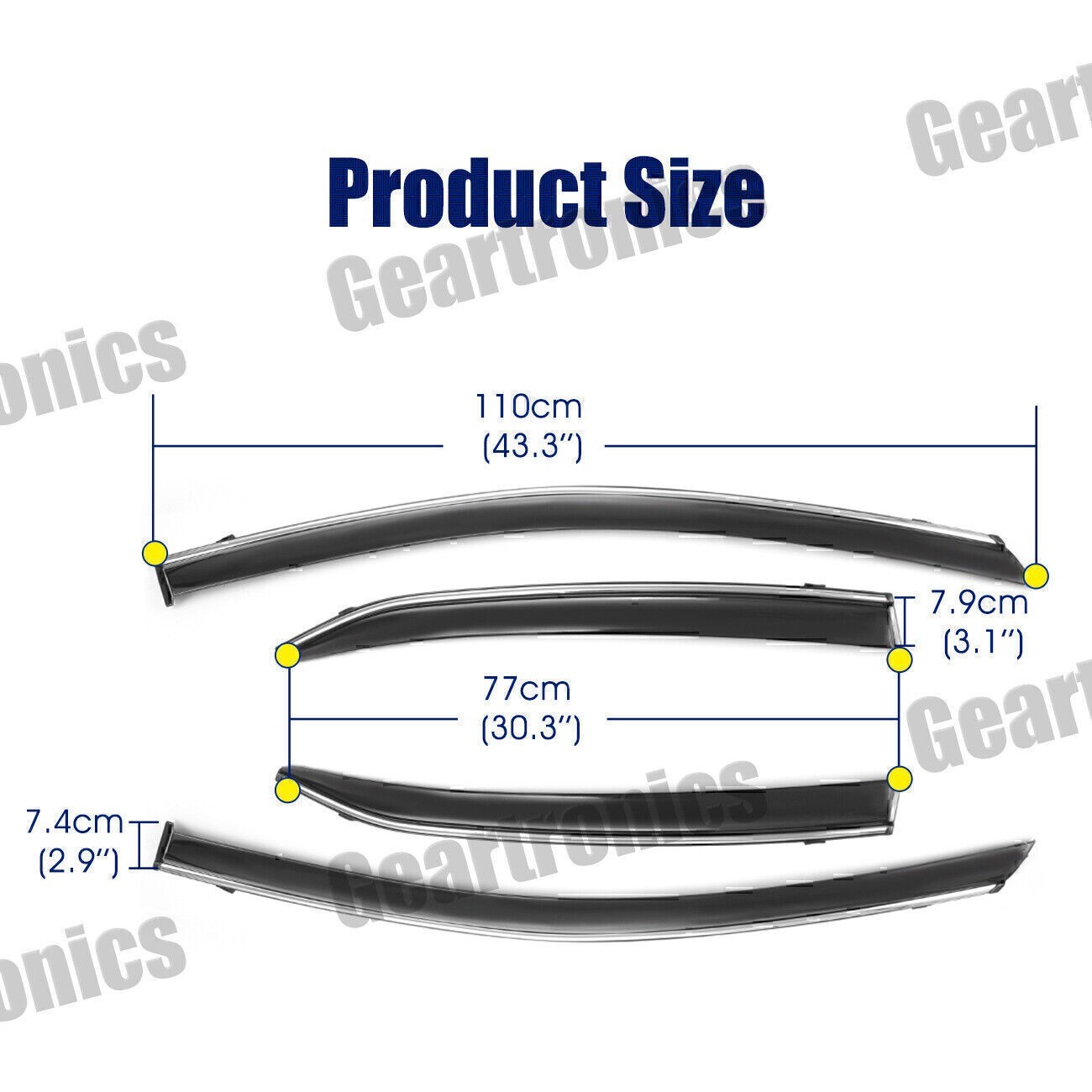 For 2018-2020 Toyota Camry JDM Window Visors Clip-on Chrome Trim Sun Rain Guards