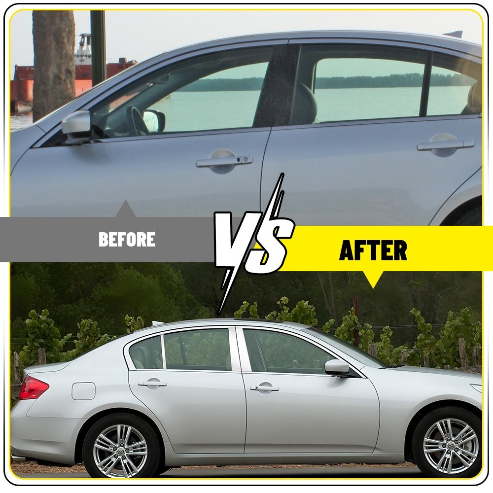 For 2002-13 Infiniti G35 G37 Sedan Chrome Door Pillar Posts Cover Trim 6pcs Set