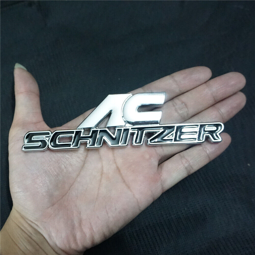 Black Silver Chrome AC SCHNITZER Metal Grille Emblem + Decal Sticker Badge Motor