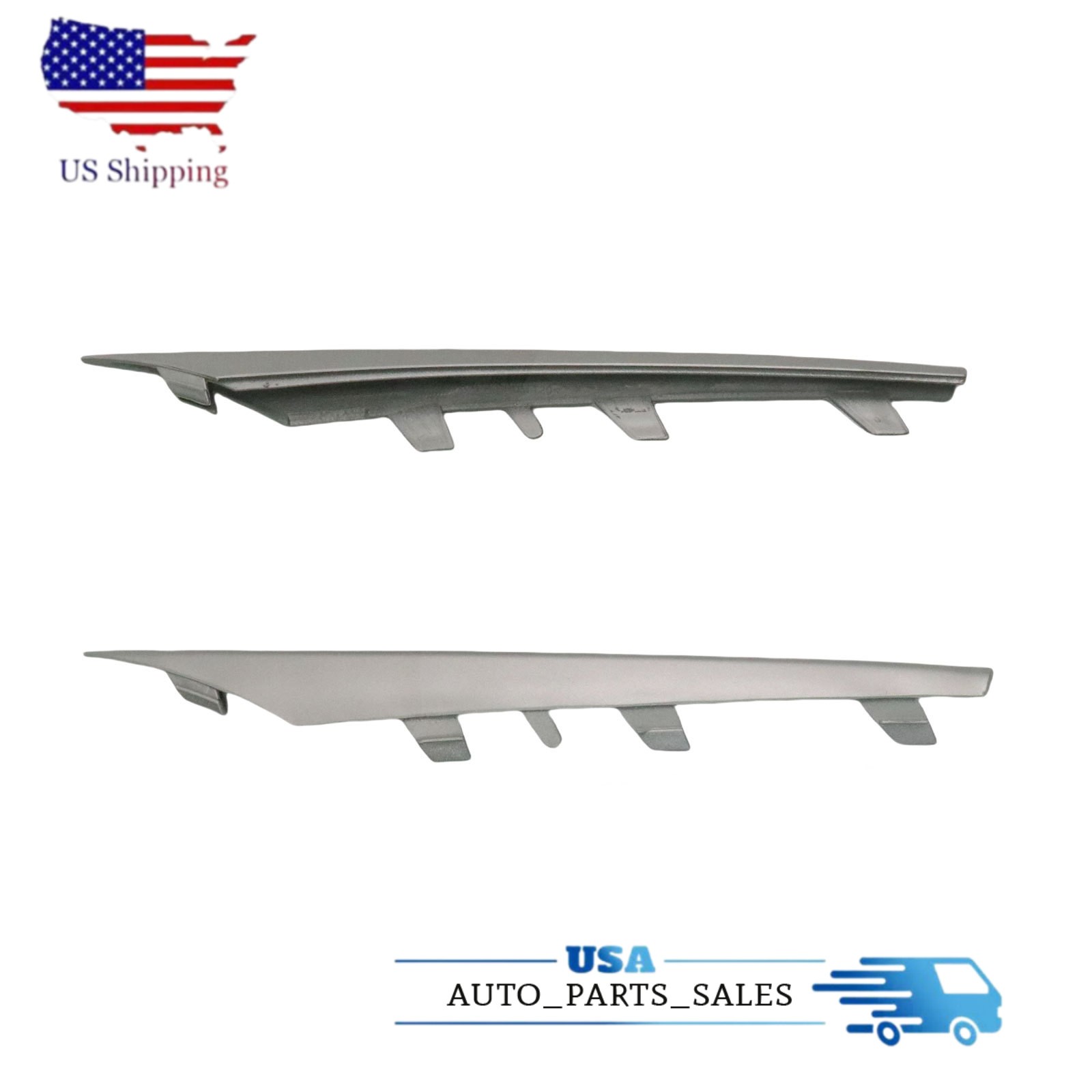 Front Driver and Passenger Side Bumper Trim Molding Set Silver For 11-13 BMW X5