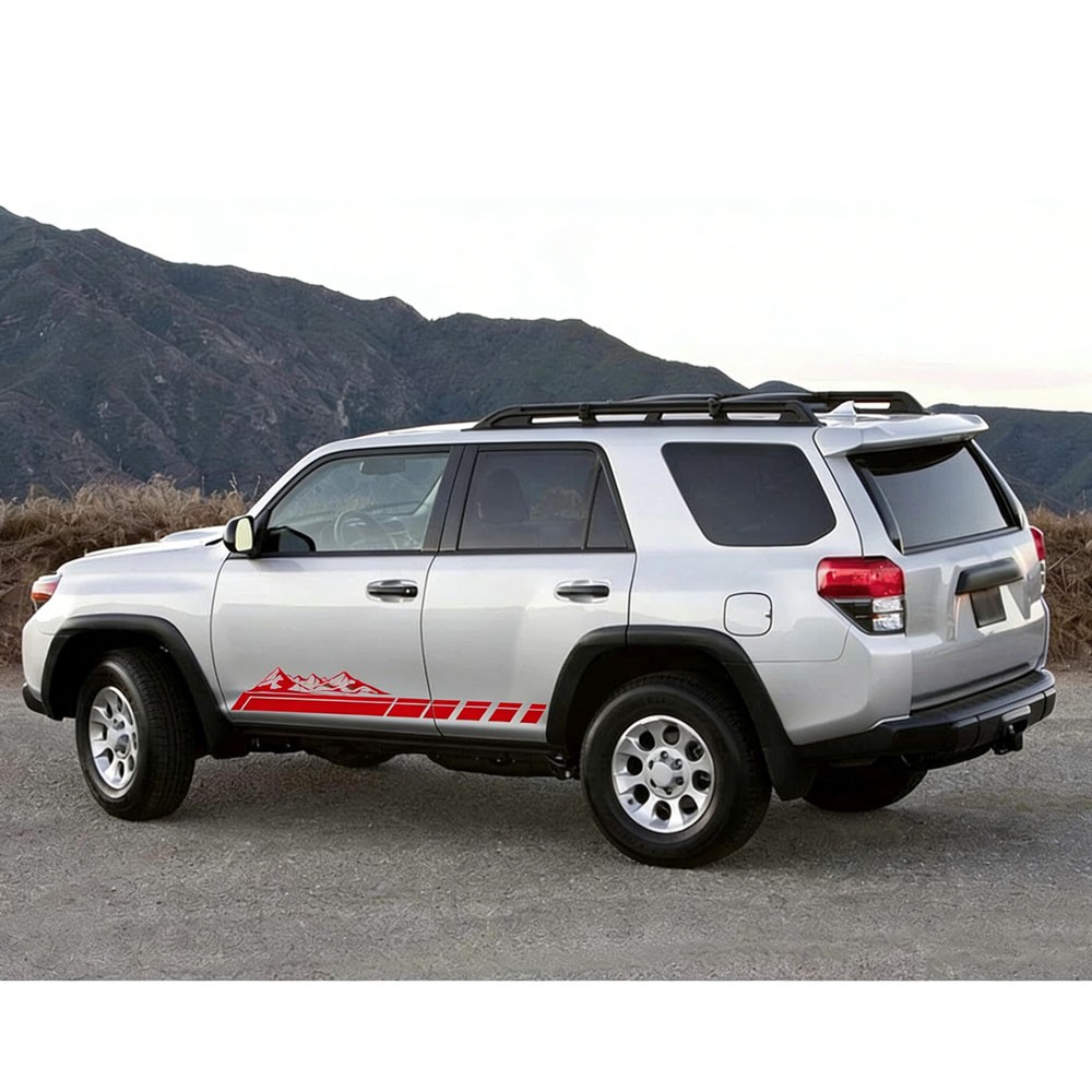 2pcs 68” Red Mountains Stripe Graphic Side Body Vinyl Decal Stickers For Pickup