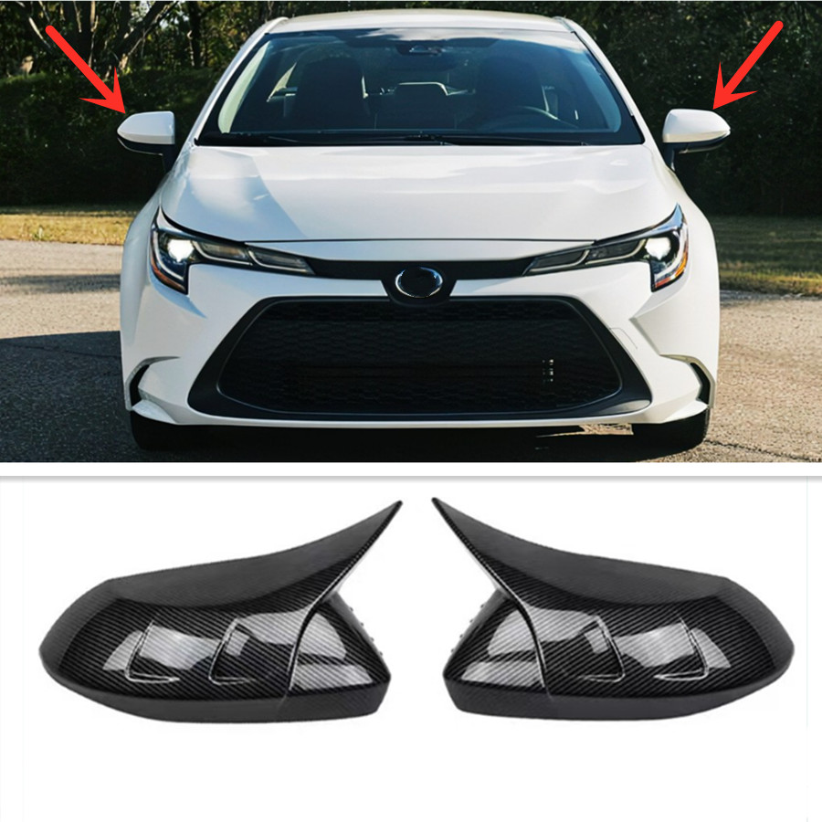 ABS Carbon Fiber OX Horn Rearview Mirror Cover For Toyota Corolla 2019-2023