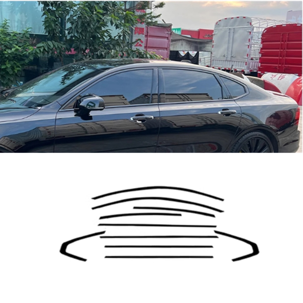 For Volvo S90 2017-2024 Black Stainless Steel Window Molding Strip Cover Trims