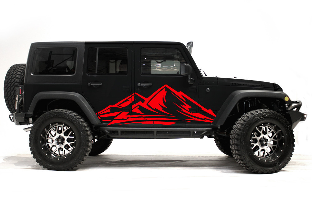 Custom Vinyl Decal Trek Wrap Kit for Jeep Wrangler Rubicon 2007-2016 Dark Red