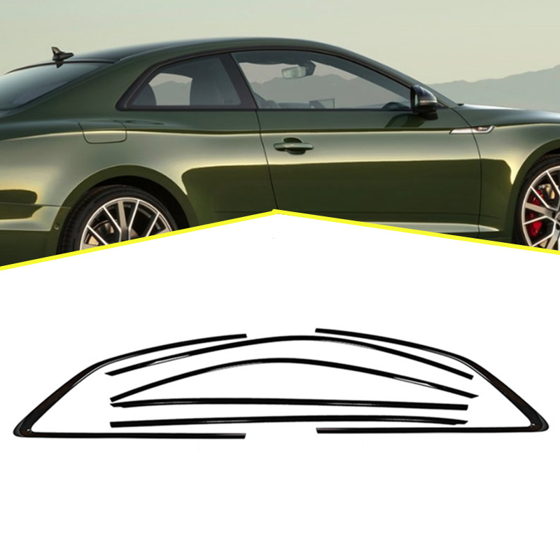 Chrome Black For Audi A5 S5 RS5 Coupe 2017-24 Car Window Strip Cover Decor Trim
