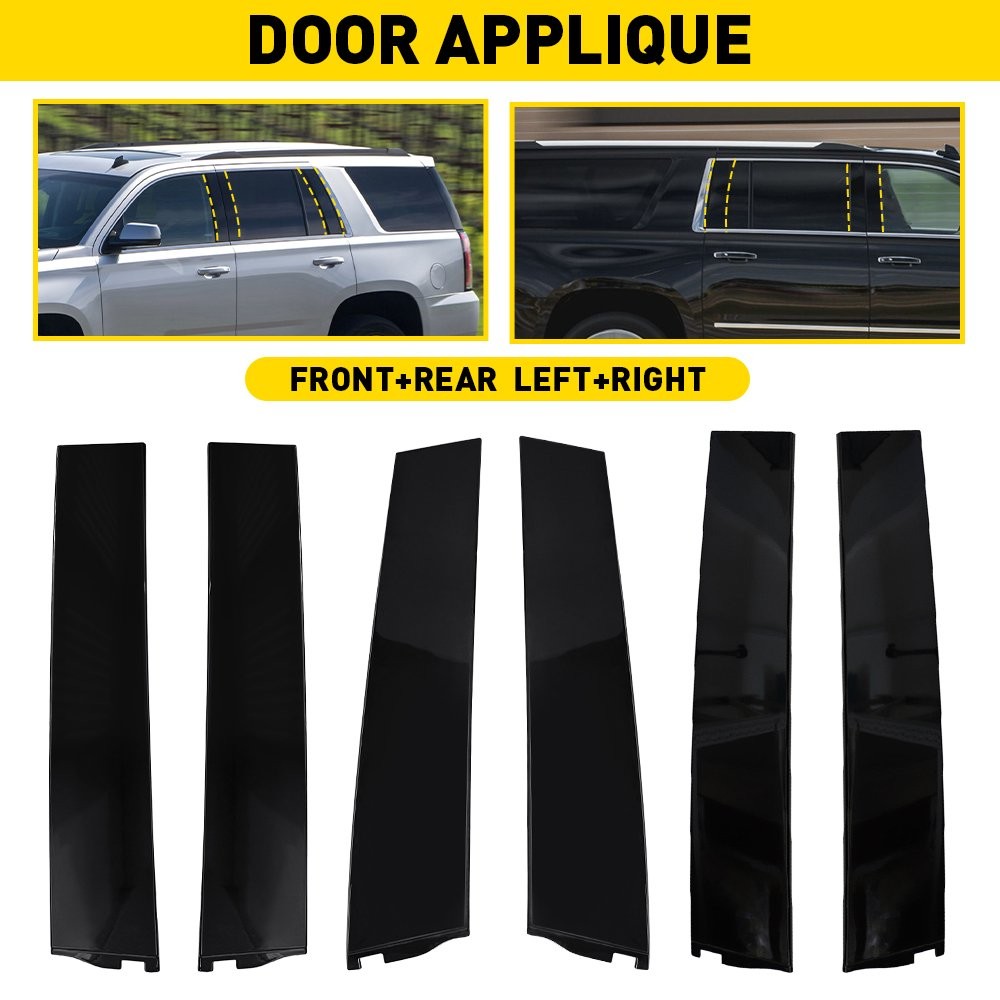 Black Rear Forward Rearward Door Applique Molding For Chevrolet Suburban Yukon