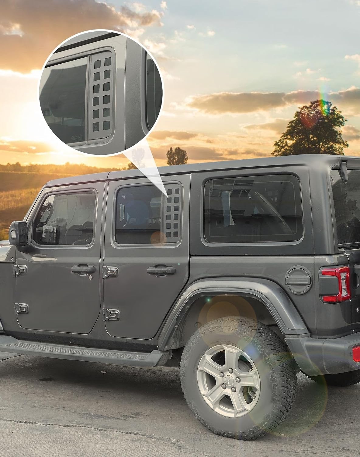 Rear Door Window Decals Aluminum Alloy Glass Panel Cover Compatible with Jeep…