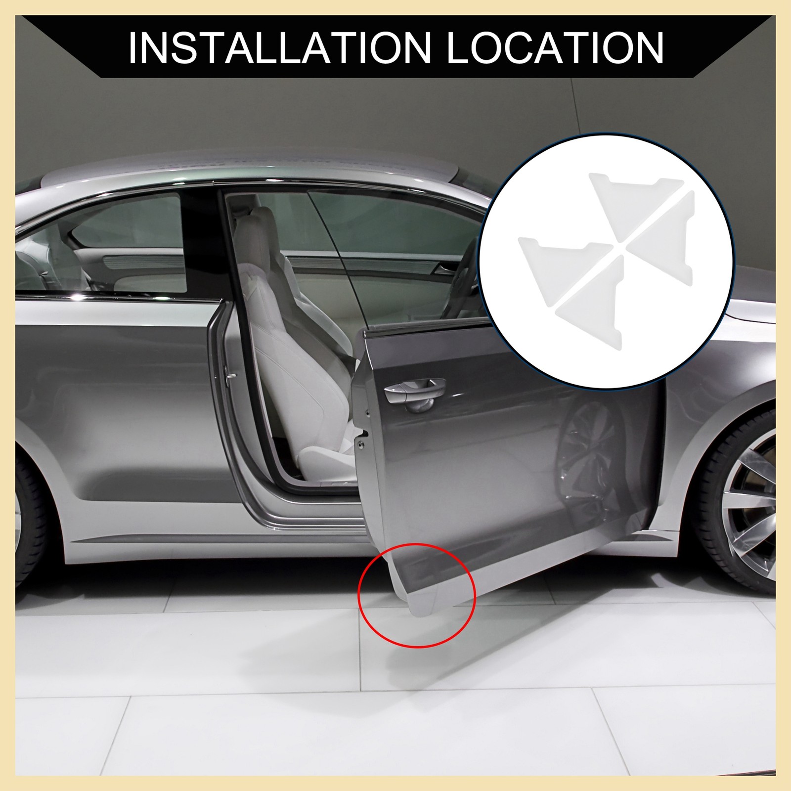 Door Guard Protector Door Edge Corner Guard for Vehicle PU 1 Set Clear