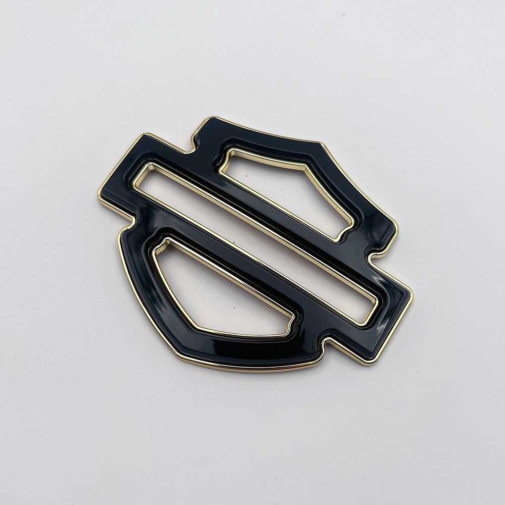2pc black gold double layer custom fuel tank emblem motorcycle badges 5 or 6 gal