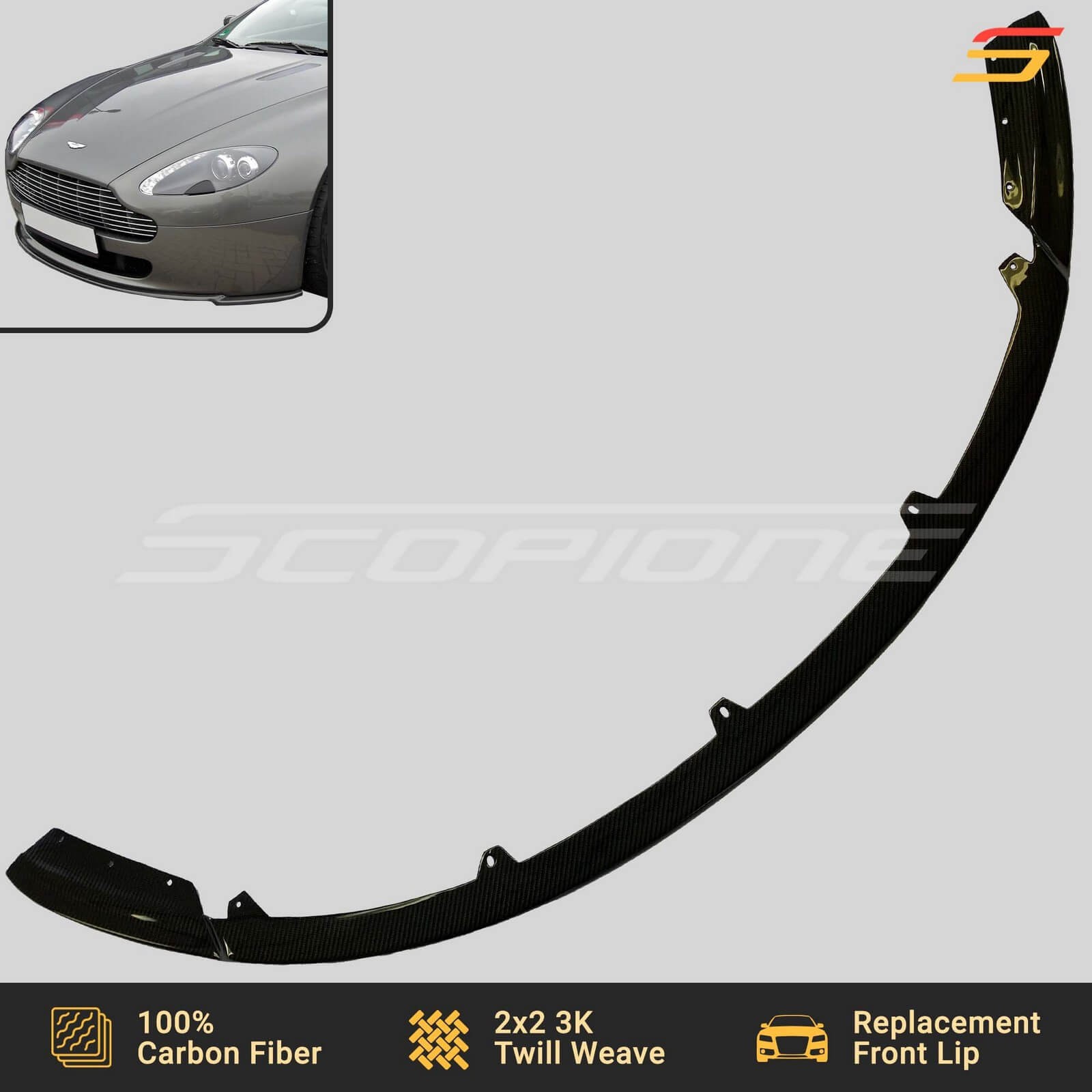 Scopione Carbon Front V-Style Lip Splitter for Aston Martin 06-13 V8 Vantage