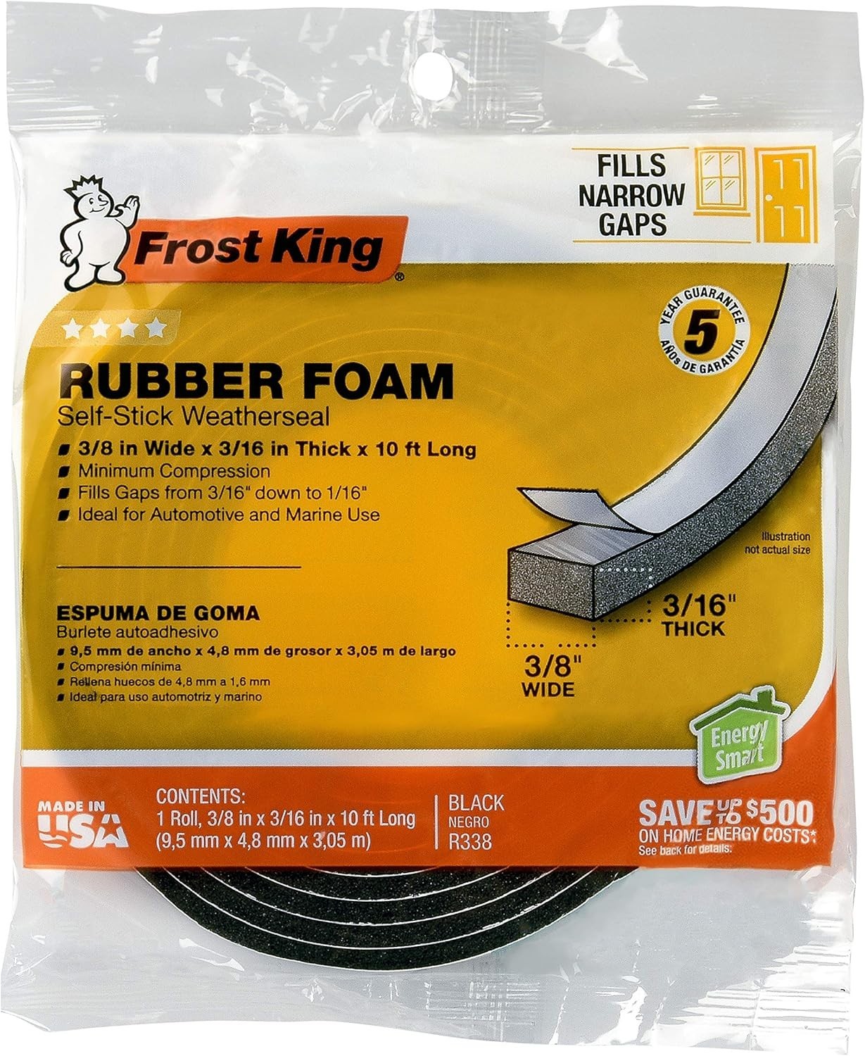 Superior Quality 3/8″W x 3/16″T Black Rubber Foam Tape for Weather Sealing Needs