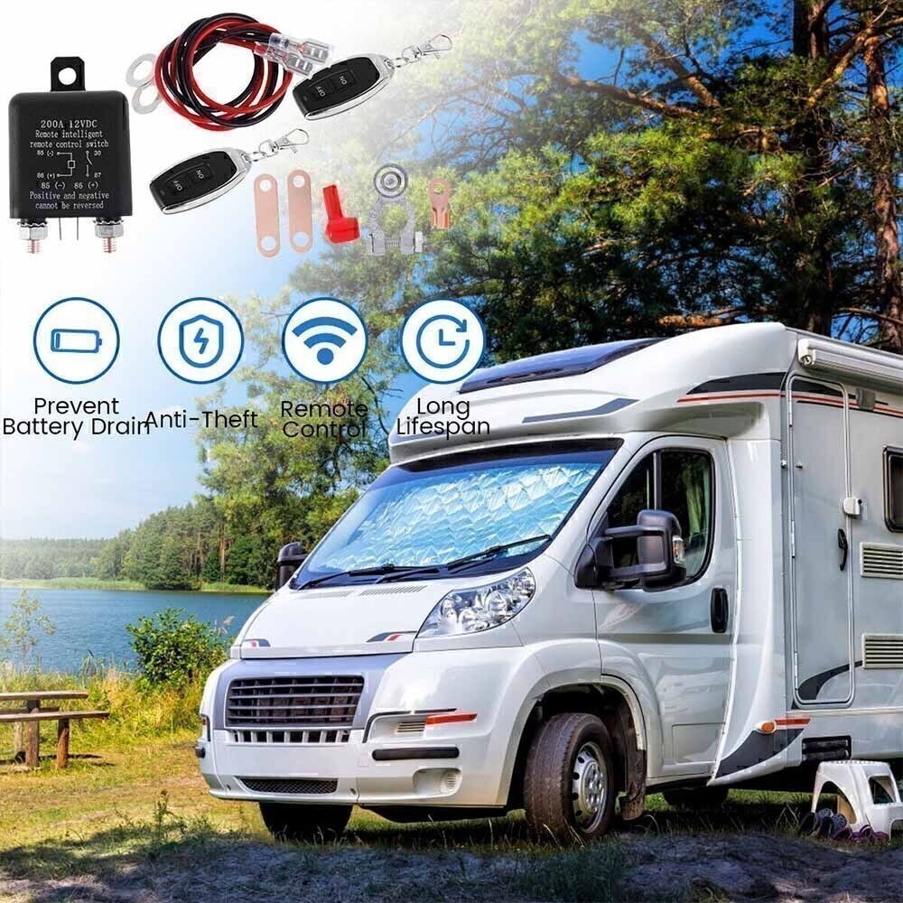 12V Wireless Dual Remote Car Battery Disconnect Relay Master Kill Cut-off Switch