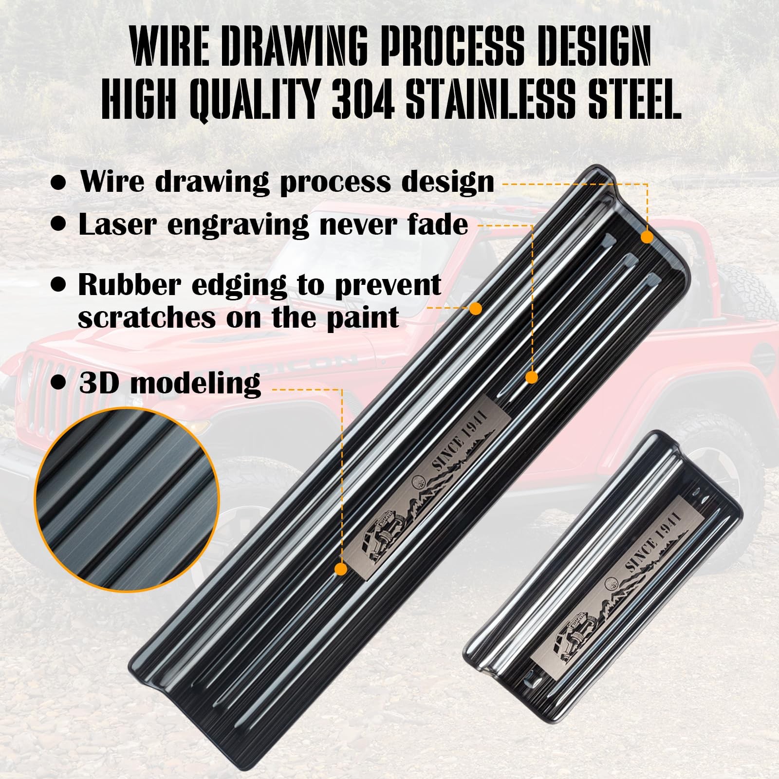 304 Stainless Steel Door Sill Guards Compatible with Jeep Wrangler JL JLU 201…