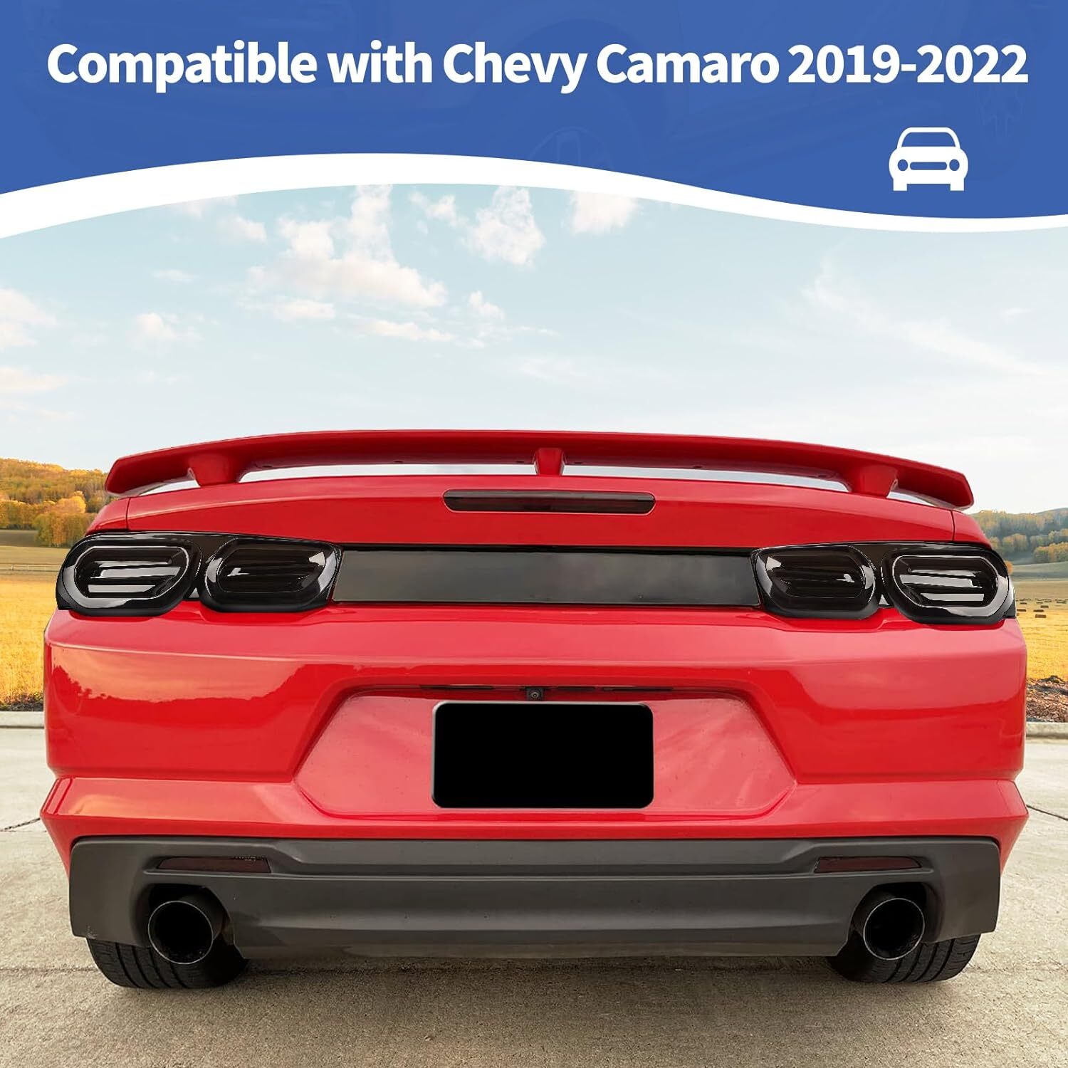 Rear Tail Light Lamp Guard Cover Trim Frame for Chevy Camaro 2019+ Smoked Black