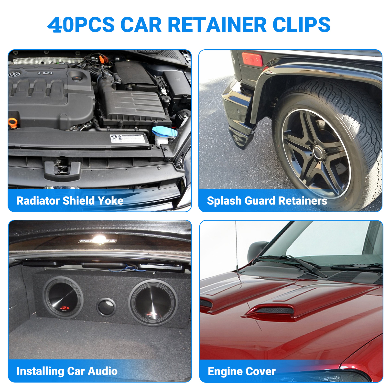 40X Car Body Rivet Push Pin Bumper Fender Retainer Trim Moulding Clips Parts Kit
