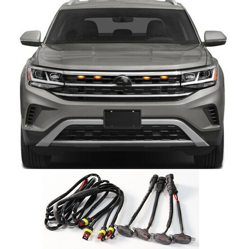 for VW Atlas Cross Sport 2020-2025 Front Grille RAPTOR-Style Amber Grill Light