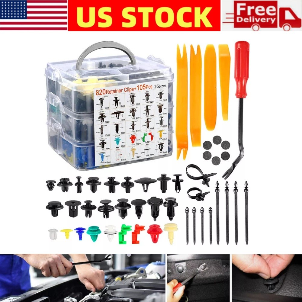925PCS Car Body Push Pin Rivet Fender Trim Panel Fastener Clips Assortment Parts
