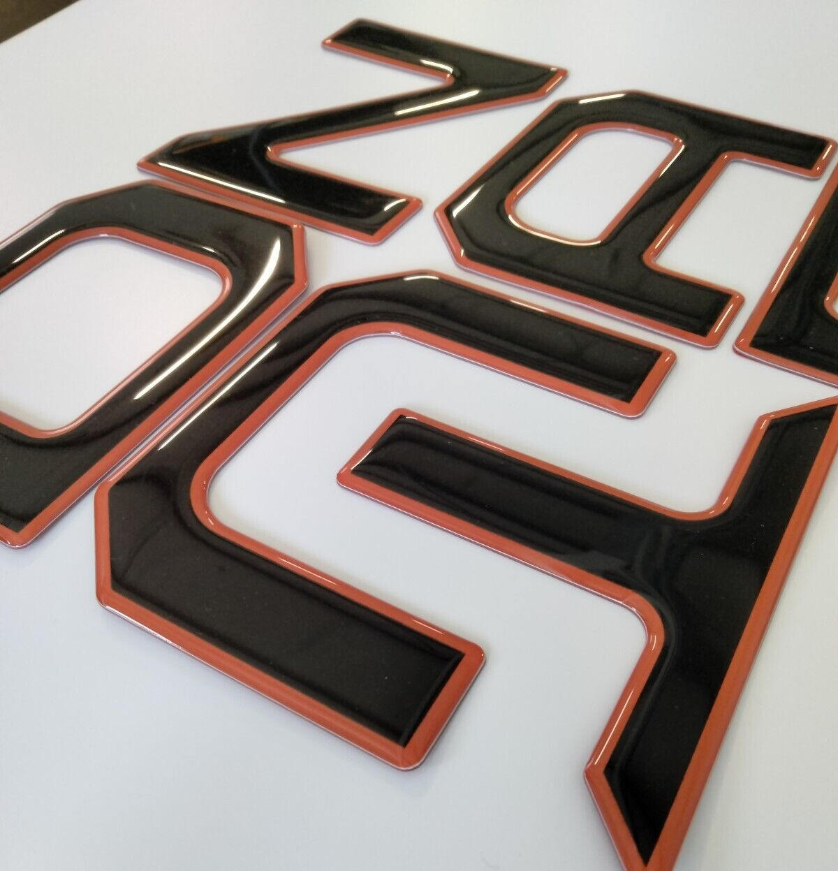 3D BLACK ORANGE OUT DOMED TAILGATE LETTERS FOR 2014-21 TOYOTA TUNDRA US MADE