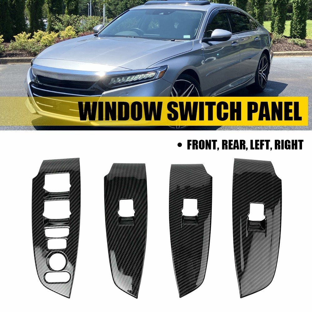 Inner Window Switch Panel Cover Trim Fits 2018-22 Honda Accord Carbon Fiber Look
