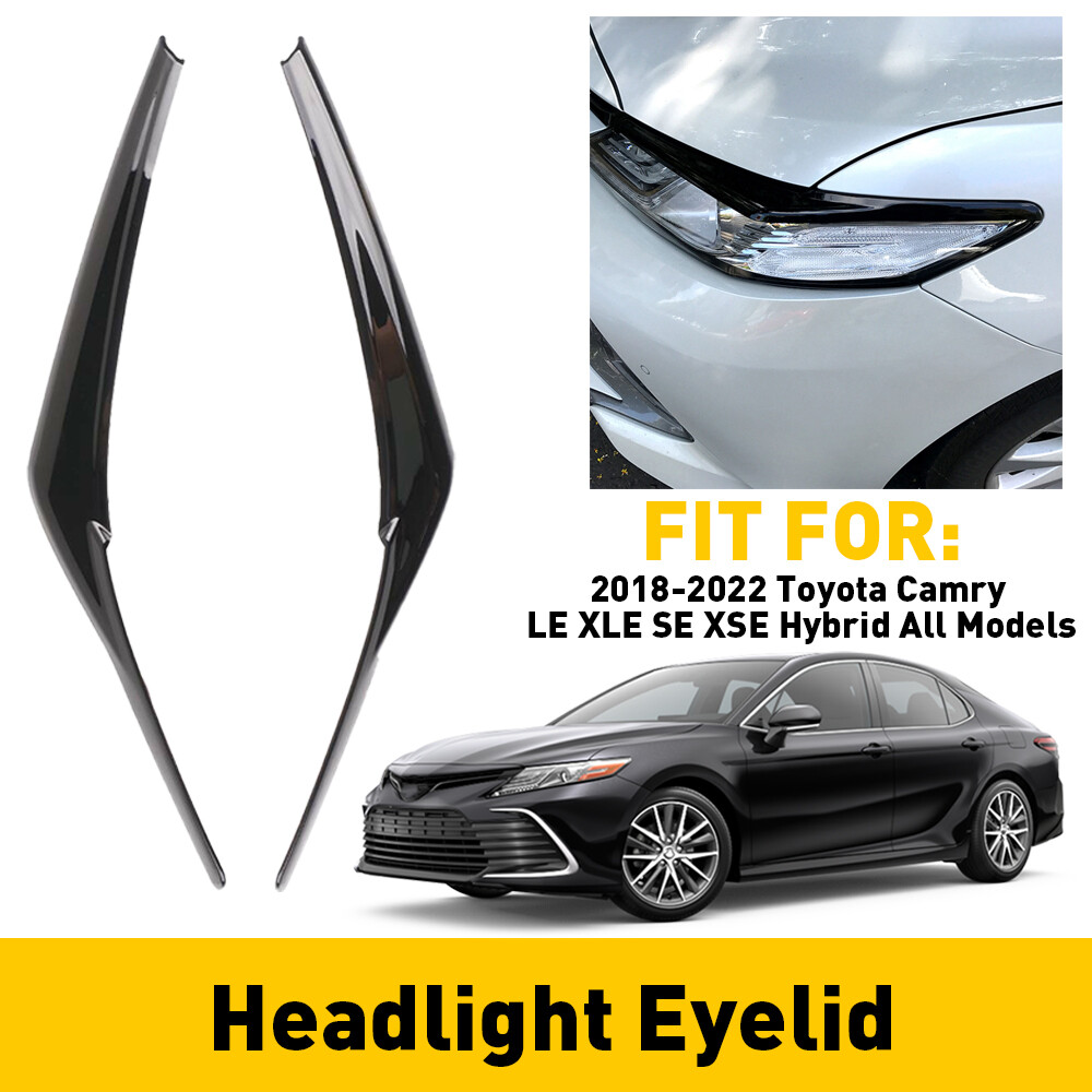 Pair Headlight Eyelid Trim Cover Eyebrows For Toyota Camry SE XSE XLE 2018-2022